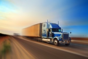 american truck speeding on freeway